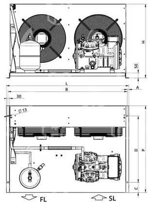 jednotka kondenzační DORIN E-AU2-H1001CS, LBP - R404a, 380-420V, 50H